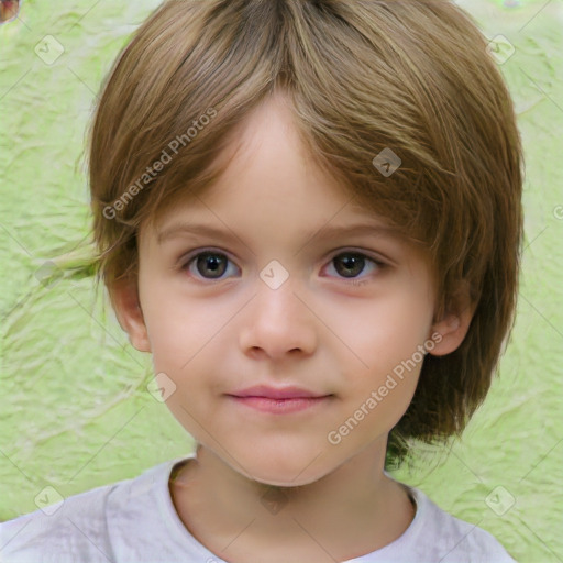 Neutral white child female with medium  brown hair and brown eyes