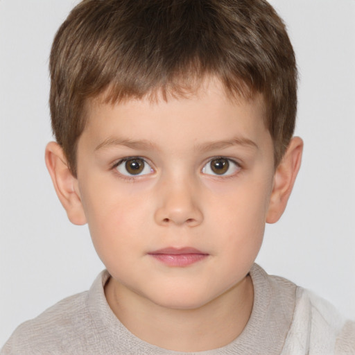 Neutral white child male with short  brown hair and brown eyes