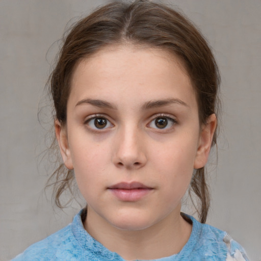 Neutral white child female with medium  brown hair and brown eyes