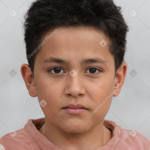 Neutral white child male with short  brown hair and brown eyes