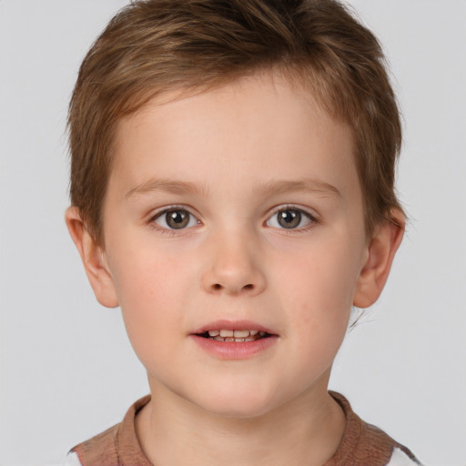 Neutral white child male with short  brown hair and brown eyes