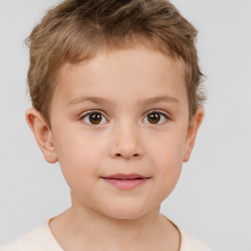 Neutral white child male with short  brown hair and brown eyes