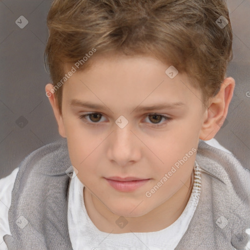 Neutral white child male with short  brown hair and brown eyes