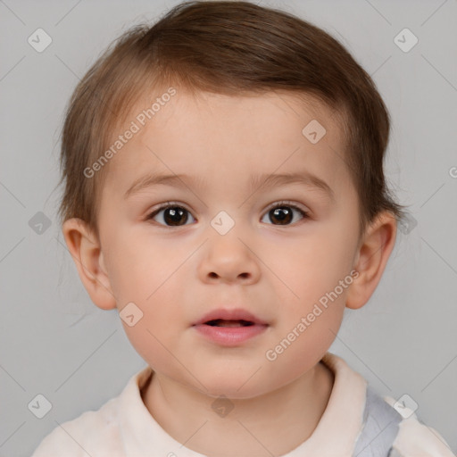 Neutral white child male with short  brown hair and brown eyes