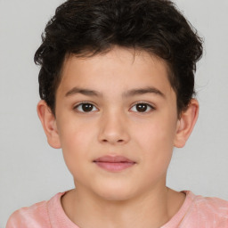 Neutral white child male with short  brown hair and brown eyes