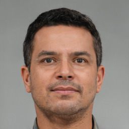 Neutral white adult male with short  brown hair and brown eyes