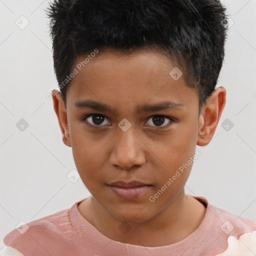 Neutral white child male with short  brown hair and brown eyes