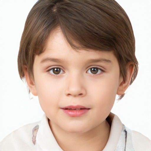 Neutral white child female with short  brown hair and brown eyes