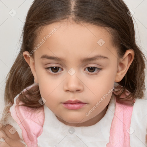 Neutral white child female with medium  brown hair and brown eyes