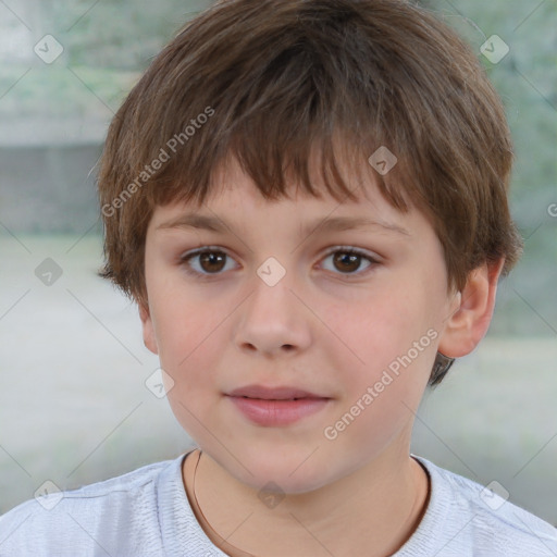 Neutral white child male with short  brown hair and brown eyes