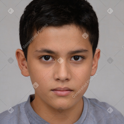 Neutral white child male with short  brown hair and brown eyes