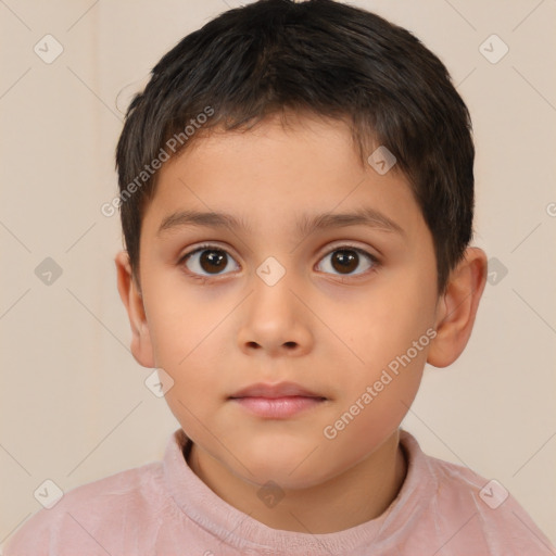 Neutral white child male with short  brown hair and brown eyes