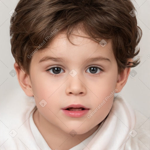 Neutral white child male with short  brown hair and brown eyes