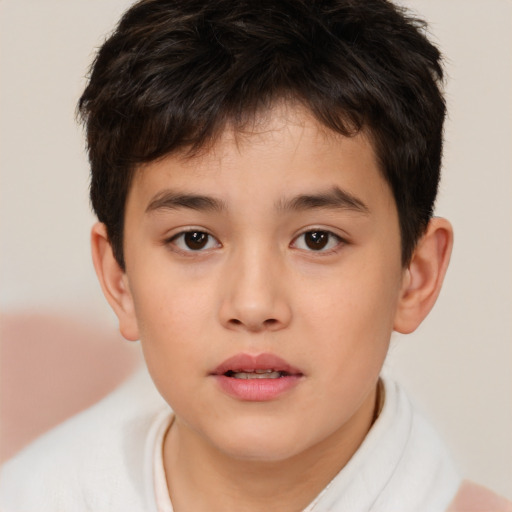 Neutral white child male with short  brown hair and brown eyes
