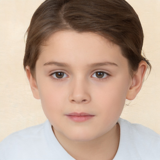 Neutral white child female with medium  brown hair and brown eyes