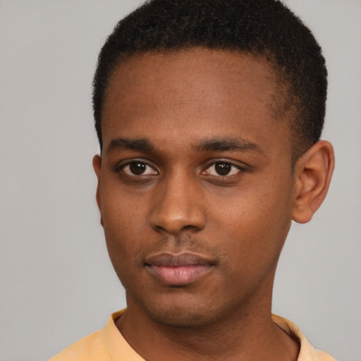 Neutral latino young-adult male with short  brown hair and brown eyes