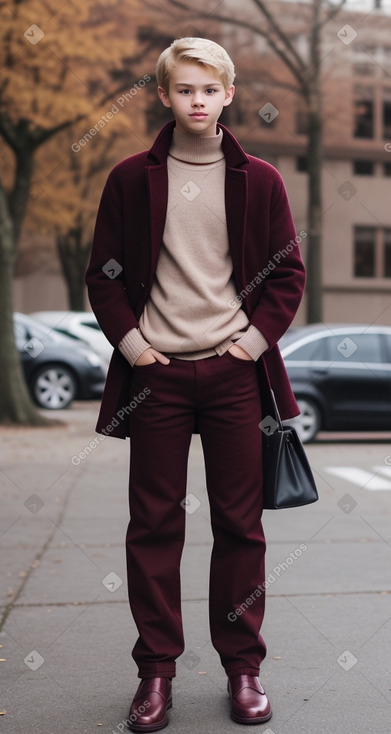 Caucasian teenager boy with  blonde hair