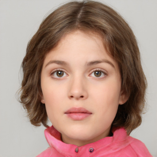 Neutral white child female with medium  brown hair and brown eyes