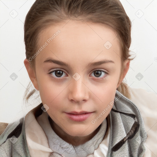 Neutral white child female with medium  brown hair and brown eyes