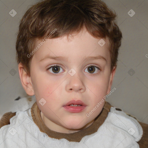 Neutral white child male with short  brown hair and blue eyes