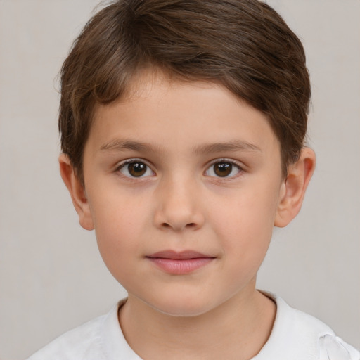 Neutral white child male with short  brown hair and brown eyes