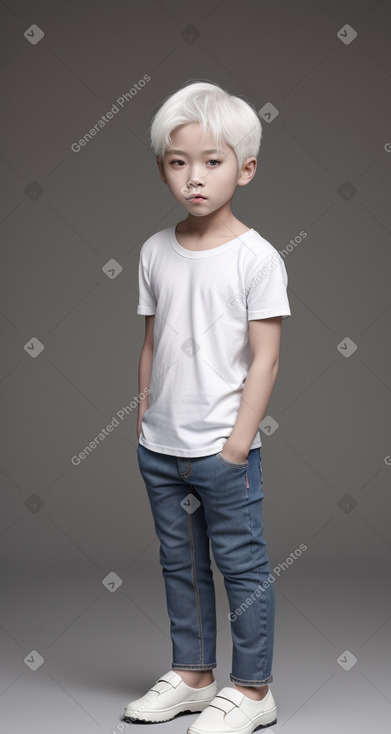 Korean child boy with  white hair