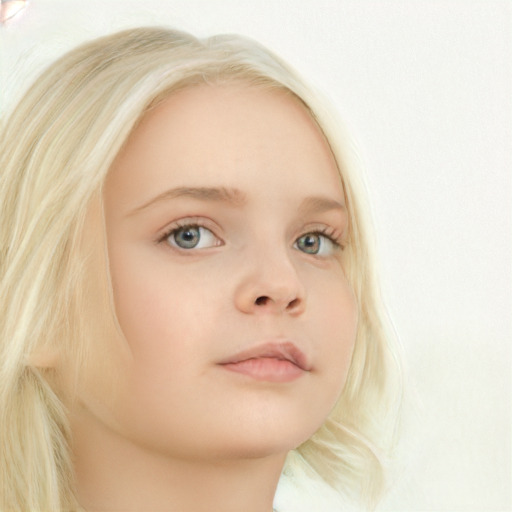 Neutral white young-adult female with long  blond hair and blue eyes