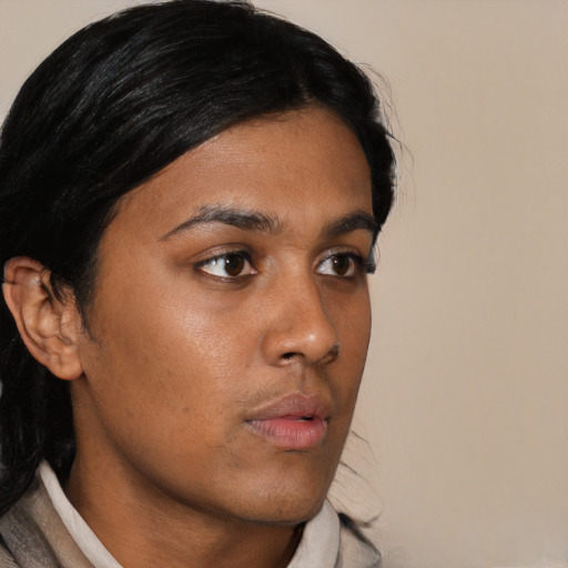 Neutral asian young-adult male with medium  black hair and brown eyes