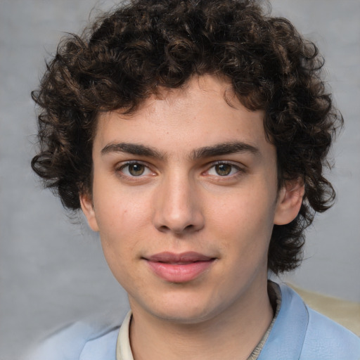 Neutral white young-adult male with medium  brown hair and brown eyes