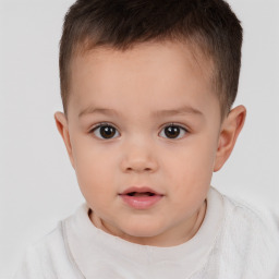 Neutral white child female with short  brown hair and brown eyes