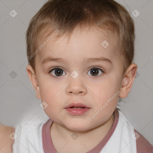 Neutral white child male with short  brown hair and brown eyes