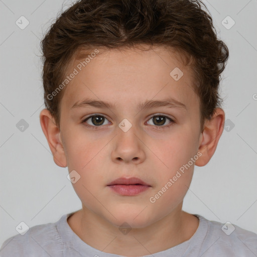 Neutral white child female with short  brown hair and brown eyes