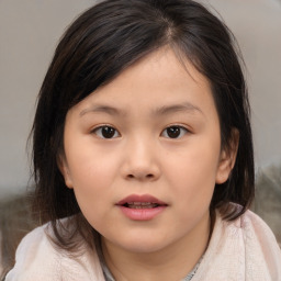 Neutral white child female with medium  brown hair and brown eyes