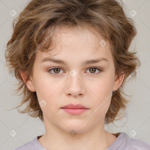 Neutral white child female with medium  brown hair and brown eyes