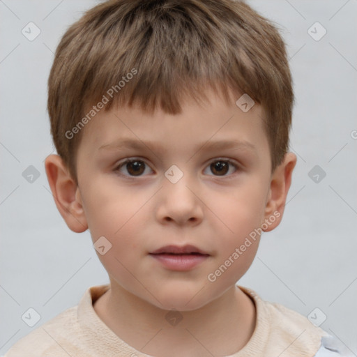 Neutral white child male with short  brown hair and brown eyes