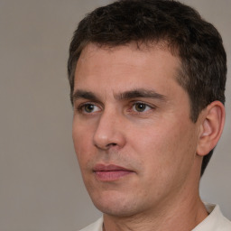 Neutral white adult male with short  brown hair and brown eyes