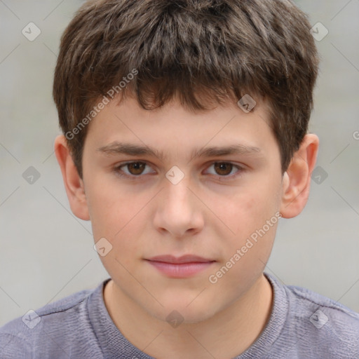 Neutral white child male with short  brown hair and brown eyes