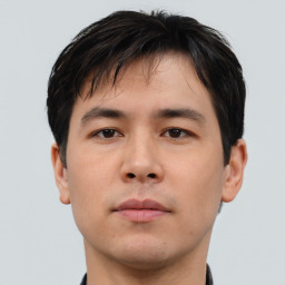 Neutral asian young-adult male with short  brown hair and brown eyes