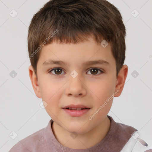 Neutral white child male with short  brown hair and brown eyes