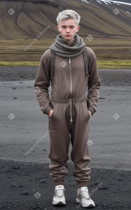 Icelandic teenager non-binary with  gray hair