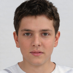 Neutral white child male with short  brown hair and brown eyes