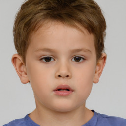 Neutral white child male with short  brown hair and brown eyes