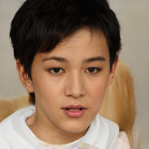 Neutral white child female with short  brown hair and brown eyes