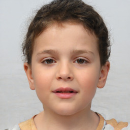 Neutral white child male with short  brown hair and brown eyes