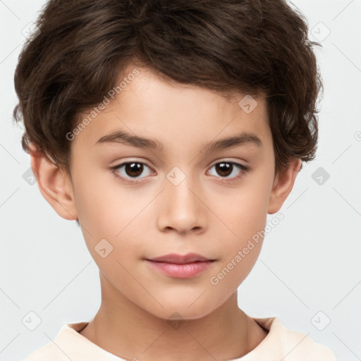 Neutral white child male with short  brown hair and brown eyes