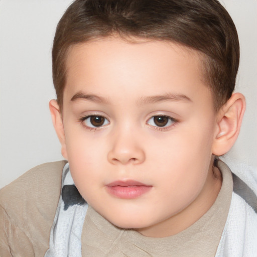 Neutral white child female with short  brown hair and brown eyes