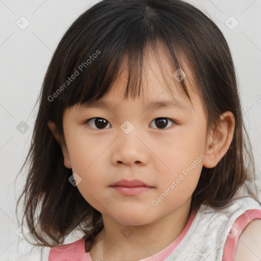 Neutral white child female with medium  brown hair and brown eyes