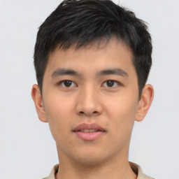 Neutral asian young-adult male with short  brown hair and brown eyes