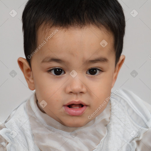 Neutral white child male with short  brown hair and brown eyes