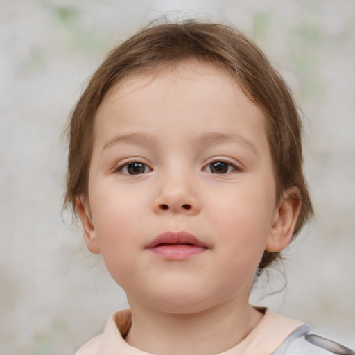 Neutral white child female with medium  brown hair and brown eyes